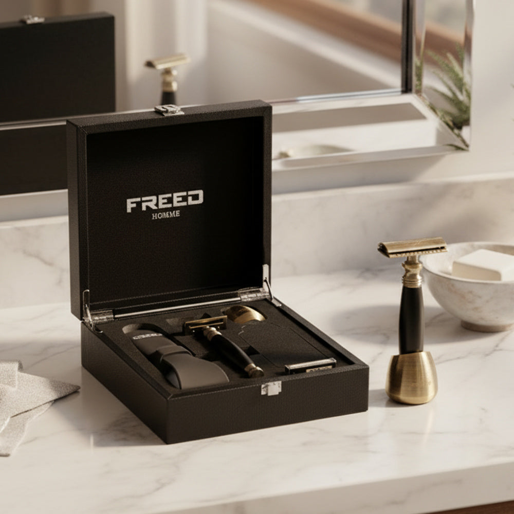 【FREED】古銅系列尊爵四件組雙刃式刮鬍刀禮盒 - 極致黑 商品展示圖5
