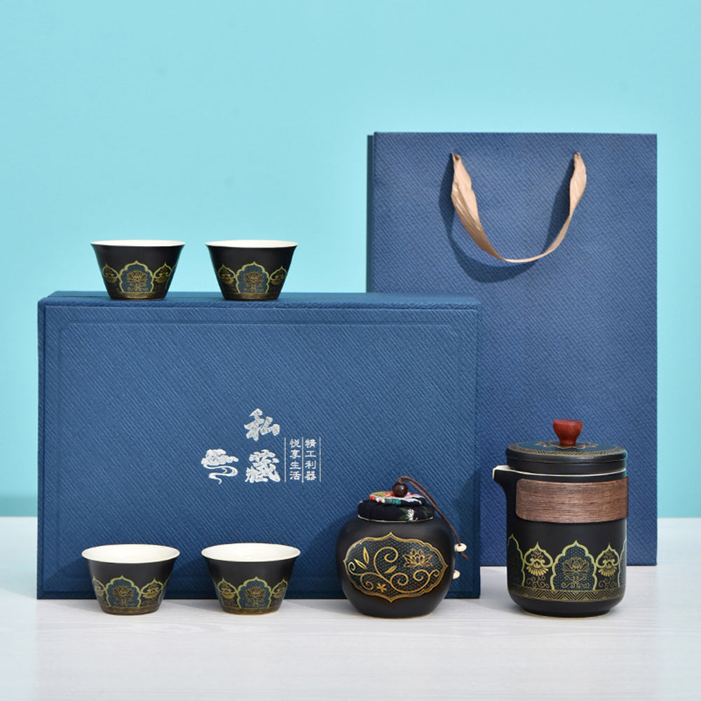 紫砂鎏金茶具套裝 一壺四杯禮品組 - 使用情境｜BRAVOMART