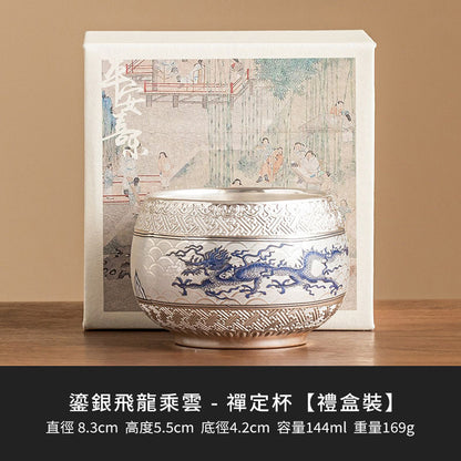鎏銀飛龍乘雲禪定杯品茗杯 - 尺寸對比｜BRAVOMART