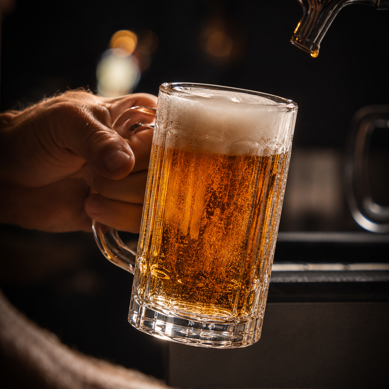 經典直紋把手啤酒杯