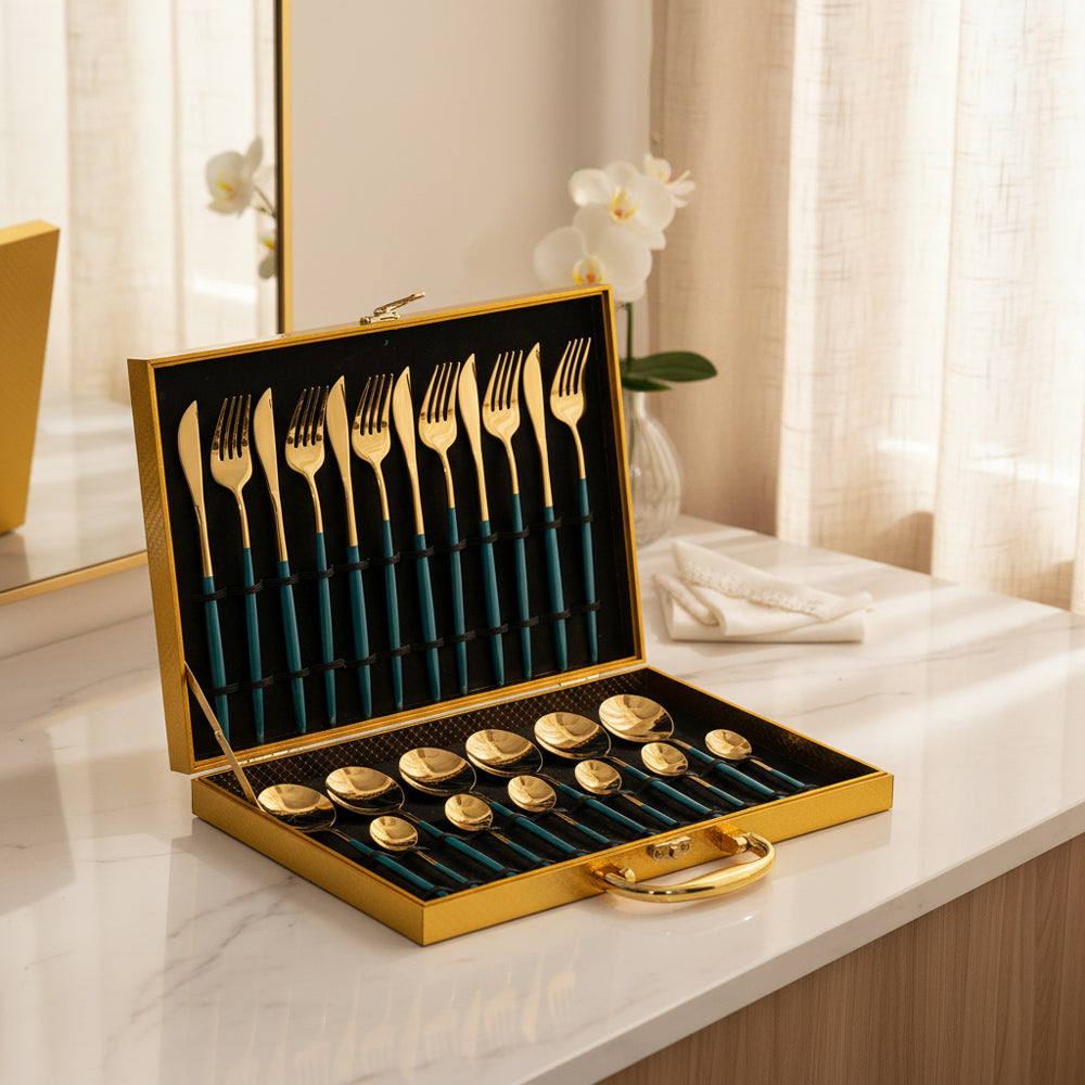 奢華質感餐具24件組提箱禮盒