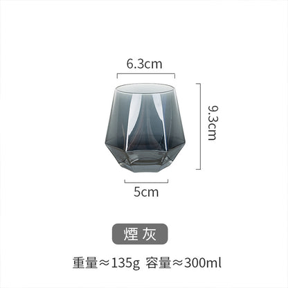 六棱鑽石彩色玻璃杯 - 尺寸對比｜BRAVOMART