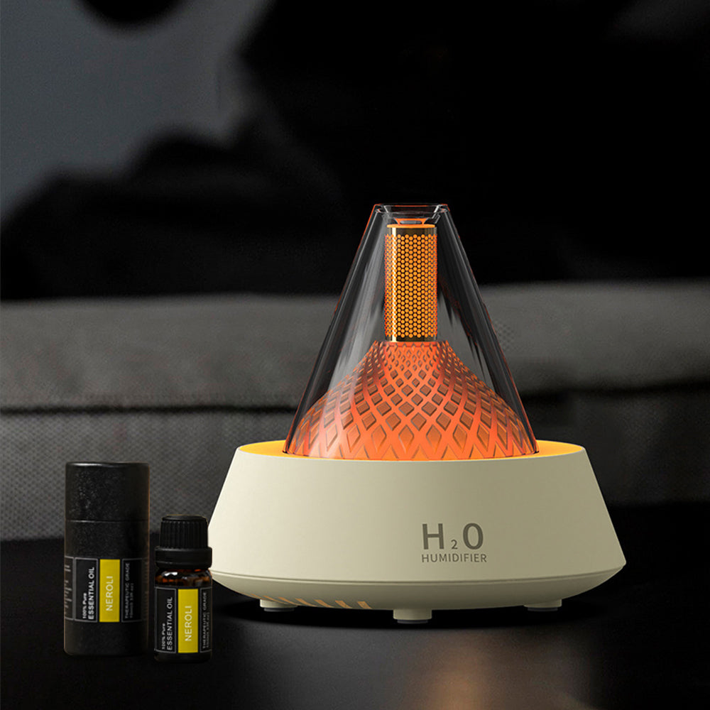 1+1組合 七彩炫光火焰香薰氛圍燈 加贈香氛精油10ML - 刻字展示｜BRAVOMART