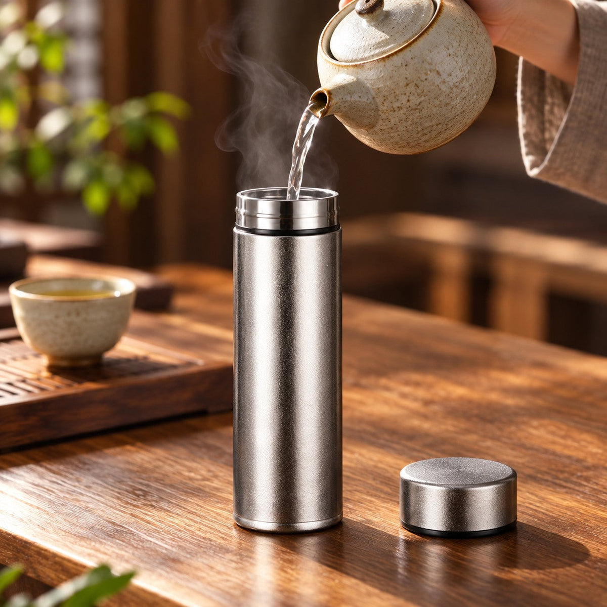 冰川銀純鈦保溫杯禮盒組 泡茶倒水