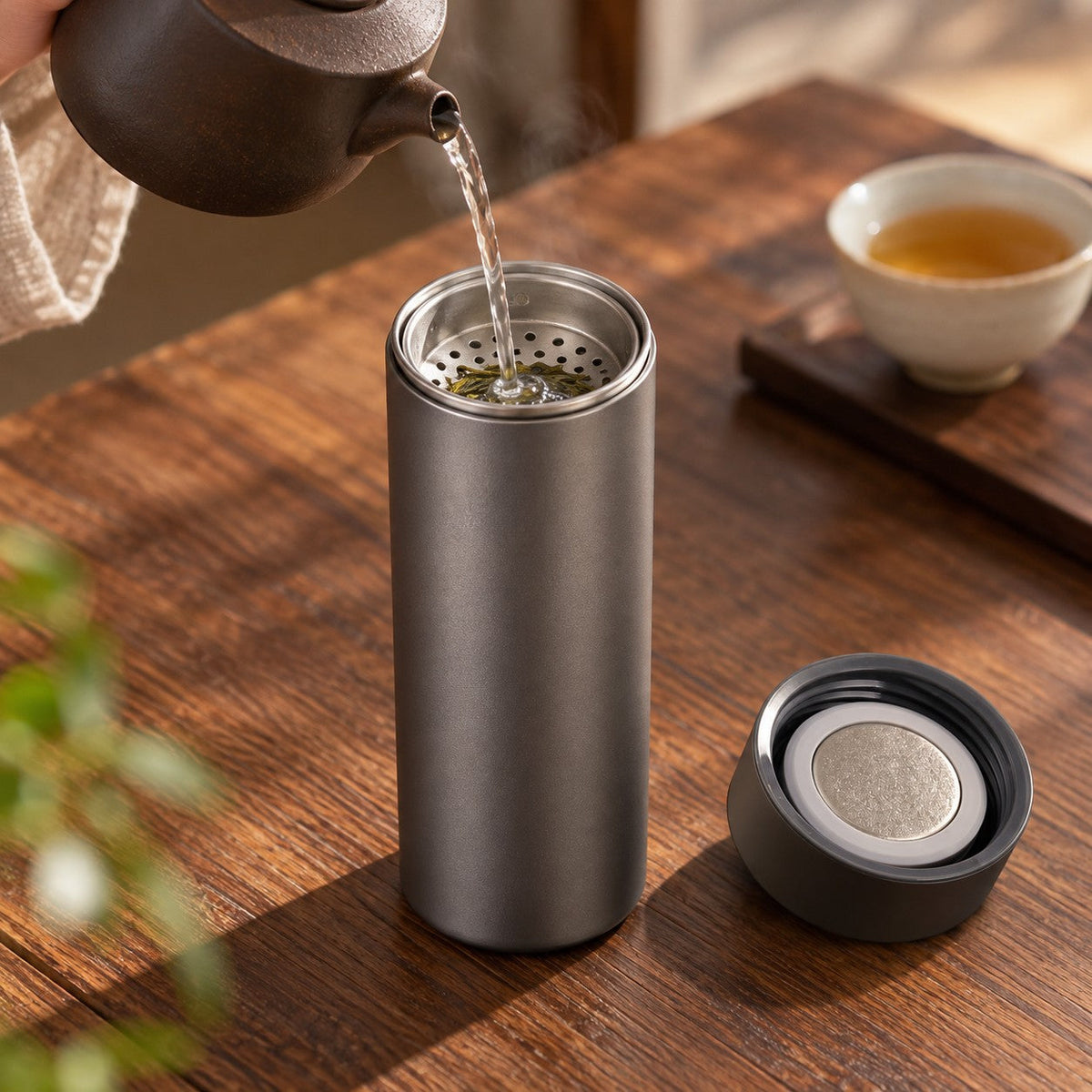 簡約灰鈦保溫杯 泡茶倒水