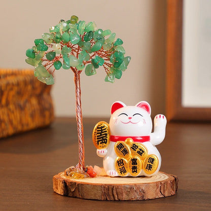 光能招財貓水晶發財樹 圖 1